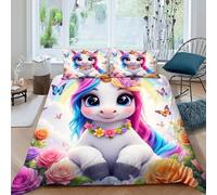 Arcoíris Unicornioioio De Ropa De Cama para Dreamy GardenAnimal con Impresión En 3D, Juego De Funda para Edredón con Cremallera, Microfibra Suave Funda Nordica con Fundas De Almohada King（220x240cm）