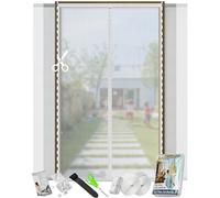ARCOL Mosquitera Magnética para Puertas 155x225 cm Ajustable en Anchura - Cortina Mosquitera Puerta Ventana con Tiras de Velcro, Mosquitera Magnética Puerta Ventana Acortable (Blanco)