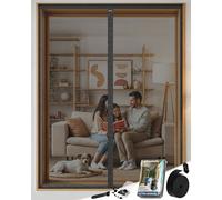 ARCOL Mosquitera Ventana Magnética 120x145 cm cm de Fibra de Vidrio - Adiós a los Mosquitos en 3 min, Malla Ultra-Fina, Cierre Automático con Imanes y Pesos, Cinta de Fijación Extra Ancha (Negro)