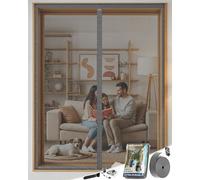 ARCOL Mosquitera Ventana Magnética 130x160 cm cm de Fibra de Vidrio - Adiós a los Mosquitos en 3 min, Malla Ultra-Fina, Cierre Automático con Imanes y Pesos, Cinta de Fijación Extra Ancha (Gris)
