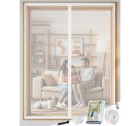 ARCOL Mosquitera Ventana Magnética 80x150 cm cm de Fibra de Vidrio - Adiós a los Mosquitos en 3 min, Malla Ultra-Fina, Cierre Automático con Imanes y Pesos, Cinta de Fijación Extra Ancha (Blanco)