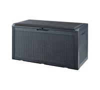 Arcón de 380 l para exteriores atella con cojín 122x55x65 cm - efecto ratán negro [casa.pro] 55 cm
