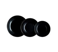 ARCOPAL ZELIE NEGRO Vajilla Vidrio 12 PIEZAS- 4 PERSONAS Negro Brillo Fabricado en Francia Ecológico Negro