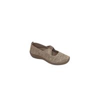 Arcopedico 4606 Itatiaia - Zapatos elásticos para mujer con estampado de hojas, azul marino y beige