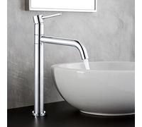 ARCORA Grifo de Lavabo Elevado, 328mm Grifo de Baño, con Aireador Extraíble y Cartucho Cerámico, Giro de 360°, Salida de Agua Fría y Caliente Regulable, para Lavabos Elevados de Baño, Cromado