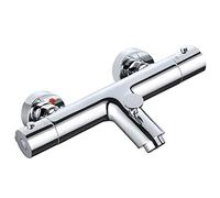 ARCORA Grifo Termostático para Bañera, Mezclador Cobre, Botón de Seguridad de 38°C, Válvula Termostática, Montaje en Pared, para Renovación/Remodelación Baño Antiguo, Cromado(Sin Ducha y Manguera)