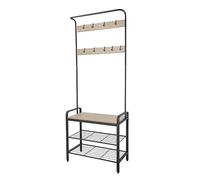 Arcoroc Moa Perchero Zapatero en Acero y Madera, 72x34x183 cm