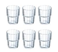 ARCOROC NORUEGA Caja 6 Vasos Altos Vidrio 25CL Transparente Con relieve Fabricado en Francia Apilable