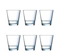 ARCOROC STACK UP Caja 6 Vasos Bajos Vidrio 26CL Transparente Brillo Fabricado en Francia Reciclable Transparente