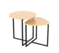Arcoroc Vinthera Moa Set 2 Mesas Auxiliares Acero Y Madera 45×47,5cm, 42×36,8×40cm Hierro Incluye Instrucciones