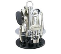 Arcos Accesorios de Cocina - Juego de 5 Piezas (Pelador, Cascanueces, Sacacorchos, Prensa Ajos, Abrelatas) - Aleación de Zinc, Acabado Cromado, Caja Regalo - Plata