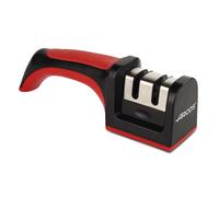 ARCOS Afilador Profesional con Mango Ergonómico de Uso Manual para Afilar y Pulir Cuchillos. Rodillos Cerámicos y de Carbono. Color Rojo y Negro
