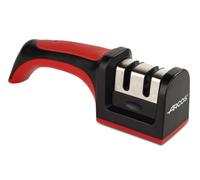 ARCOS Afilador Profesional con Mango Ergonómico de Uso Manual para Afilar y Pulir Cuchillos. Rodillos Cerámicos y de Carbono. Color Rojo y Negro