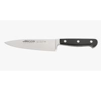 Arcos Cuchillo Cocinero Profesional - Hoja Forjada de Acero Inoxidable NITRUM 160 mm - Mango Resistente POM Negro - Serie Clásica