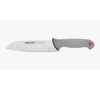 Arcos Cuchillo Santoku con Alveolos - Hoja de Acero Inoxidable NITRUM 180 mm - Mango Ergonómico Antideslizante - Ideal para Carne, Pescado y Verdura - Serie Colour Prof