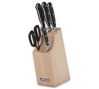 Arcos Conjunto Cuchillos 5 piezas Acero Inoxidable y Hoja mm. 3750 gr. Cuchillo cocina profesional cortar una variedad alimentos con mango ergonómico polioximetileno POM. Serie Riviera. Color negro.