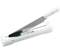 ARCOS Corta Bacalao y Corta Pan de Acero Inoxidable 440 Mm y Mango de Polietileno Blanco. Utensilio Profesional para Cortar Rebanadas