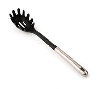 ARCOS Cucharón de Spaghetti de Silicona. Tamaño de 337 mm para Ideal para servir la pasta y con agujero en el mango para colgar. Mango y Cuerpo de Acero Inoxidable. Resiste 240º. Color Negro y gris