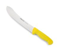 Arcos Serie 2900 - Cuchillo Carnicero y Cuchillo Carne - Hoja 10" Acero Inoxidable Nitrum - Mango Polipropileno Amarillo - Plateado -istema Europeo Identificación Colores - Cuchillo Resistente 7''