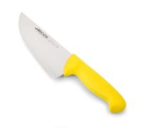 Arcos Cuchillo Carnicero Ancho - Hoja de Acero Inoxidable Nitrum 170 mm - Ideal para Cortar Carne - Mango Polipropileno Amarillo - Serie 2900