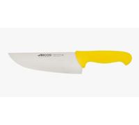Arcos Cuchillo Carnicero Ancho, Hoja de Acero Inoxidable NITRUM 200 mm, Ideal para Carne, Mango Polipropileno Amarillo, Serie 2900