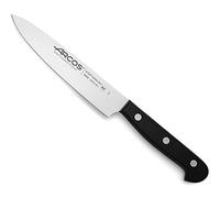 Arcos Cuchillo Chef Acero Inoxidable. Cuchillo cocina para cortar y pelar alimentos pequeños. Mango ergonómico polioximetileno y Hoja 150 mm. Serie Universal. Color negro.