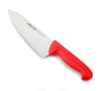 Arcos Cuchillo Chef Acero Inoxidable Nitrum y Hoja 200 mm. Cuchillo Cocina Profesional multipropósito. Mango ergonómico Polipropileno. Serie 2900. Color Rojo.