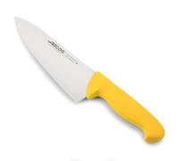 Arcos Cuchillo Chef con Hoja Acero Inoxidable Nitrum 200 mm. Cuchillo Cocina Profesional multipropósito. Mango ergonómico Polipropileno. Serie 2900. Color Amarillo.