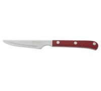 Arcos Cuchillo Chuletero Hoja Serrada Acero Inoxidable Nitrum 115 mm - Ideal para Carnes - Mango Polioximetileno Rojo - Serie Cuchillos de Mesa