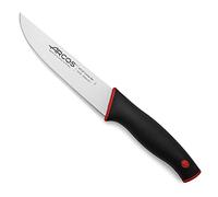 Arcos Cuchillo cocina Acero Inoxidable Nitrum y Hoja 150 mm. Cuchillo utilidad profesional. Mango ergonómico polioximetileno POM. Serie Duo. Color negro y rojo.
