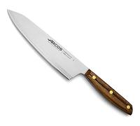 Arcos Cuchillo Chef Acero Inoxidable. Cuchillo cocina profesional para cocinar. Mango madera Ovengkol 100% natural FSC y Hoja 210 mm. Serie Nordika. Color marrón.