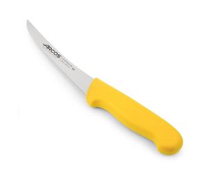 Arcos Cuchillo deshuesador con Hoja Acero Inoxidable Nitrum 140 mm. Cuchillo profesional para cortar huesos carne. Mango ergonómico polipropileno. Serie 2900. Color amarillo.