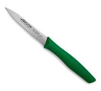 Arcos Cuchillo Mondador Acero Inoxidable NITRUM 100 mm - Ideal para Pelar Frutas y Verduras, Mango Ergonómico Polipropileno Verde - Serie Nova