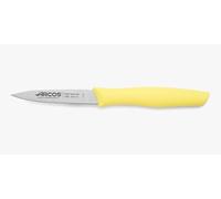 Arcos Cuchillo Mondador Acero Inoxidable NITRUM 85 mm - Ideal para Pelar Frutas y Verduras - Mango Ergonómico Polipropileno Amarillo - Serie Nova