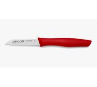 Arcos Serie Nova - Cuchillo Mondador - Hoja de Acero Inoxidable de 80 mm - Mango de Polipropileno Color Rojo