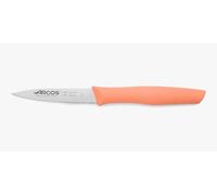Arcos Cuchillo Mondador de Acero Inoxidable NITRUM - Hoja 85 mm para Pelar Frutas y Verduras - Mango de Polipropileno Coral - Serie Nova