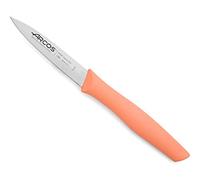 Arcos Cuchillo Mondador de Acero Inoxidable NITRUM - Hoja 85 mm para Pelar Frutas y Verduras - Mango de Polipropileno Coral - Serie Nova