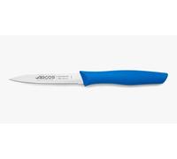 Arcos Cuchillo Mondador Serrado - Acero Inoxidable NITRUM 100 mm - Ideal para Pelar Frutas y Verduras - Mango Antideslizante Azul - Serie Nova