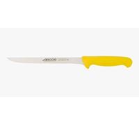 Arcos Cuchillo para filetear con Hoja Acero Inoxidable Nitrum 200 mm. Cuchillo afilado para filetear carne y pescado. Mango ergonómico polipropileno. Serie 2900. Color amarillo.