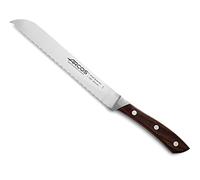 Arcos Cuchillo para pan con Hoja Acero Inoxidable Nitrum 200 mm. Obtenga una gran variedad cortes parau comida. Cuchillo ideal para uso doméstico diario. Serie Natura. Color marrón.
