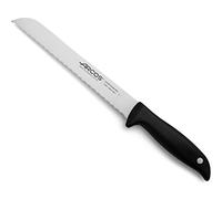 Arcos Cuchillo para Pan con Hoja Acero Inoxidable Nitrum 200 mm. Obtenga una Gran Variedad Cortes parau Comida. Cuchillo Ideal para Uso doméstico Diario. Serie Menorca. Color Negro.