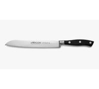 Arcos Cuchillo para pan con Hoja Acero Inoxidable Nitrum 200 mm. Obtenga una gran variedad cortes para tu comida. Cuchillo ideal para uso doméstico diario. Serie Riviera. Color negro.