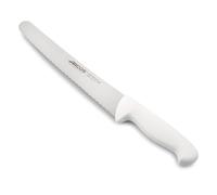 Arcos Cuchillo Pastelería/Cuchillo Pasteles Acero Inoxidable Nitrum y Hoja 250 mm. Corta,ecciona y corta bases pasteles. Ergonómico Polipropileno. Serie Mango 2900. Color Blanco.