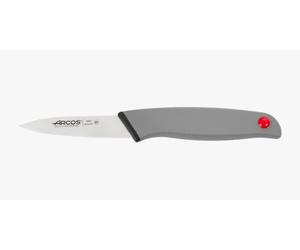 Arcos Cuchillo Pelador Acero Inoxidable. Cuchillo Cocina Profesional para Cortar, Pelar y Limpiar Alimentos. Mango Ergonómico Polioximetileno y Hoja 80 mm. Serie Color Prof. Color Gris.