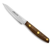 Arcos Cuchillo Pelador Acero Inoxidable. Cuchillo Cocina Profesional para Pelar Frutas y Verduras. Mango Madera Ovengkol 100% Natural FSC y Hoja 100mm. Serie Nordika. Color Marrón.