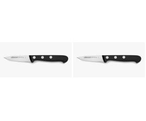 Arcos Cuchillo Pelar con Remaches Acero Inoxidable. Cuchillo Cocina para Pelar Frutas y Verduras. Mango Ergonómico Polioximetileno y Hoja 75mm. Serie Universal. Color Negro. (Paquete de 2)