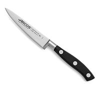 Arcos Cuchillo Pelar Forjado Acero Inoxidable. Cuchillo Cocina para Pelar Frutas y Verduras. Mango Ergonómico Polioximetileno y Hoja 100mm. Serie Riviera. Color Negro.