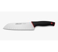 Arcos Cuchillo Santoku Alveolos - Acero Inoxidable Nitrum - 18 cm Hoja - Mango Ergonómico Negro Rojo - Ideal Carne, Pescado, Verdura - Serie Duo