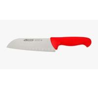 Arcos Cuchillo Santoku Alveolos - Acero Inoxidable Nitrum 180 mm - Ideal para Carne, Pescado y Verdura - Mango Polipropileno Rojo - Serie 2900