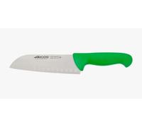 Arcos Cuchillo Santoku Alveolos - Acero Inoxidable Nitrum 180 mm - Ideal para Carne, Pescado y Verdura - Mango Polipropileno Verde - Serie 2900